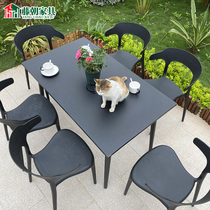  Rattan Chaozhou outdoor tables and chairs Courtyard Garden terrace Outdoor leisure plastic combination open-air coffee restaurant milk tea tables and chairs