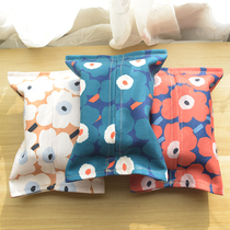 Nordic light luxury cotton linen fabric tissue bag Household living room bathroom pumping paper bag tissue box Car tissue cover