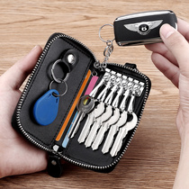 Minimalist Large capacity Zipper Key Bag Mens Waist Hanging Real Bull Leather Women Versatile Car Multifunction Home Lock Spoon Bag