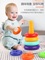 Dianpai music childrens puzzle tumbler Tower ring 0-1 one year old rainbow 2 early education Music baby toy baby