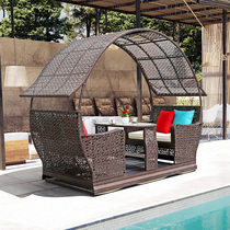 Outdoor rocking chair Swing hanging chair Garden cradle chair Net red Outdoor household balcony rattan chair Bed and breakfast woven rattan rocking chair