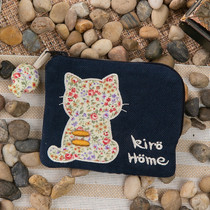 Clear Cabin Cute Kitty Girl Han Edition Cartoon Female Style Sails Cloth Art Card Bag Zipper Key Coin zero wallet 820026