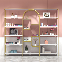 Nordic gold multi-layer floor shoes bag cosmetics shop shelf product display storage display cabinet