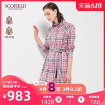 Scofield women's new spring / summer 2020 plaid belt fitted shirt dress sfowa2310q