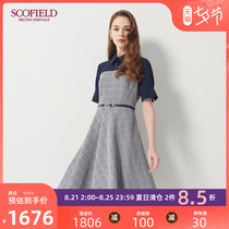 Scofield women's new summer 2020 Plaid fake two piece stitching slim dress sfowa2509q