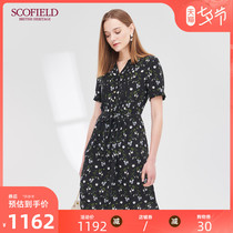 SCOFIELD Women's Print Slim Fold Design Mulberry Silk Dress Women's New SFOW92515Q