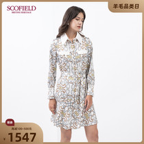 SCOFIELD Women's Fall/Winter 2020 New Product Pleated Skirt Chain Link Shirt Dress SFOWA8907Q