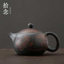 Jianshui purple pottery teapot Qinzhou purple clay Nixing pottery pure hand-made purple clay pot West Shi pot large single pot kung fu tea set
