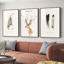 Nordic style living room decoration painting sofa background wall painting three-piece set of painting Atmospheric triple painting restaurant ins