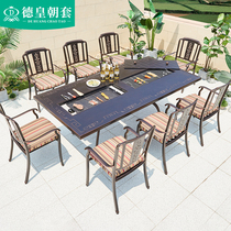  Courtyard outdoor terrace barbecue table and chair outdoor open-air cast aluminum household commercial smoke-free carbon barbecue electric barbecue grill