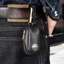 Handmade Cow Leather Car Key Bag Men Genuine Leather Home Key Cover Creative Lock Spoon Containing Bag Waist Hanging Key Buckle Tide