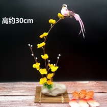  Hotel Japanese-style cold food dishes sashimi platter Simulation creative embellishment Qishi plum blossom plate decoration bird artistic conception