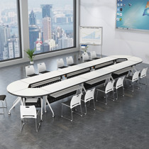 Folding table training table meeting table and chairs combined with wheels removable minimalist modern business talks table long bar table