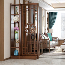 Chinese solid wood screen partition living room Mobile Office modern simple shelter porch storage rack seat screen