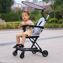 gb good child sliding baby artifact Childrens trolley Baby four-wheeled car anti-rollover walking baby big child simple and lightweight folding