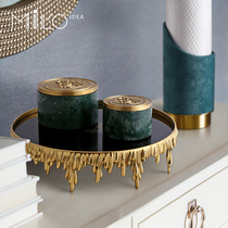 Modern light luxury marble creative storage jar brass ornaments sales department TV cabinet wine cabinet living room soft decorations