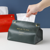  Nordic ins style creative leather tissue box Living room dining room tissue box Household car tissue bag