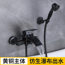 Bath faucet into wall waterfall tub barrel barrel bath shower shower shower set hot and cold cylinder side faucet