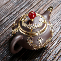 Inlaid gold Purple Sand Teapot Tea Maker ceramic Gongfu Tea with manual filter Japanese home retro ceramic single pot