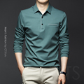 Autumn men's lapel long-sleeved t-shirt mercerized cotton pure cotton ice silk polo shirt business casual men's 2020 new