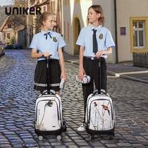 uniker lever bag female junior high school student male ins Wind backpack universal wheel large capacity suitcase