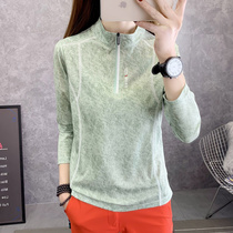 2021 spring and autumn outdoor quick clothes womens long sleeves thin breathable elastic size T-shirt mountaineering running sportswear
