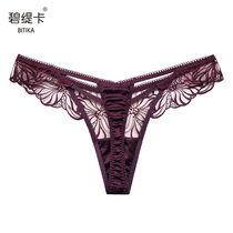 Mulberry silk national wind cool feeling underwear 2021 autumn and winter transparent lace thong womens low waist light luxury without trace trousers