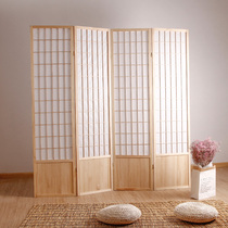Solid wood Japanese screen with baffle folding simple photography background Folding screen wall mobile partition wooden camphor grid