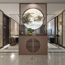 New Chinese solid wood screen partition Living room cabinet entrance storage shoe cabinet occlusion brake Simple and modern