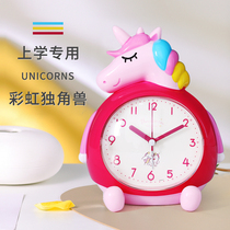 Unicorn cartoon alarm clock for girls children and students with a wake-up artifact new 2021 smart cute bedroom clock