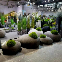 FRP cobblestone large flowerpot creative landscaping stone landing bonsai shopping mall outdoor decoration decoration bowl customization