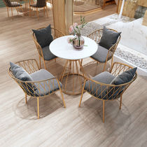 Afternoon tea table and chair Nordic luxury negotiation table and chair combination milk tea dessert shop small round table leisure sales office reception