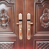 Fully automatic European villa double door fingerprint lock with cat's eye visual monitoring camera copper door door smart lock