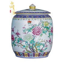 Jingdezhen porcelain ceramic pastel tea pot large 5 kg sealed jar household 10 Puer tea cake storage jar