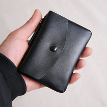 Genuine leather Mini small wallet Zero money bag Women short Han version ultra-thin small card bag male calf leather student zero wallet coin