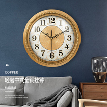 European wall clock creative living room pure copper clock American all copper home fashion classic decoration atmospheric wall clock