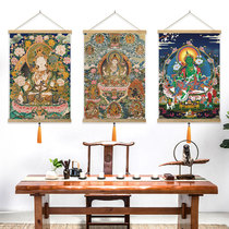 The Chinese Zodiac Guardian Buddha Thangka hanging painting Buddha Hall decoration painting sofa background wall Chinese fabric hanging carpet painting