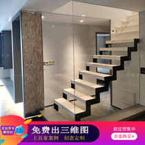 Wadson modern style rock board staircase creative Z-shaped glass leap layer Villa staircase Chengdu super white glass