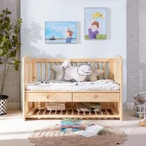 Songbao Kingdom crib Baby bb paint-free solid wood furniture for children and newborns can be moved to the splicing bed