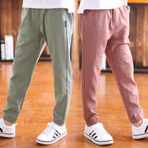 2020 boys' pants summer thin children's mosquito pants, big children's nine point pants casual pants children's long lantern.