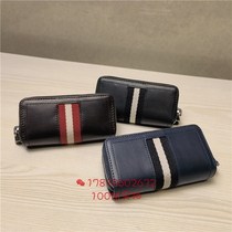 Classic B Bajia Oil Waxy Head Layer Cow Leather Foreign Trade Double Zipper Mens Key Bag Zero Money Documents Card TRIOT