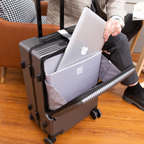 Business side open suitcase men and women aluminum frame pull lever case 20 inch den case 24 multifunction suitcase password leather case