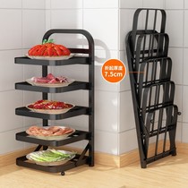 Kitchen folding non-punching wall-mounted shelf countertop vegetable multi-layer preparation home storage preparation plate