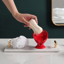 Mo Yan wedding soap box Wedding soap holder pair of dowry soap box Red creative ceramic drain soap dish Chinese style