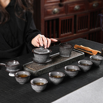 Longquan iron tire celadon ice crack tea set home simple ceramic set kung fu tea set