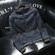 Spring and autumn high-end luxury high-end printed hooded jacket men's fashion fashion brand handsome Joker men's coat fashion brand
