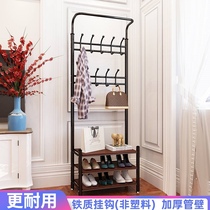 Door hanger with shoe rack integrated combination household floor door coat hat rack simple shoe cabinet foyer hanging bag