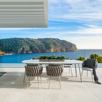 Modern minimalist Nordic outdoor dining table and chairs Rattan Furniture Combined Waterproof Sunscreen Patio Balcony Tea Table