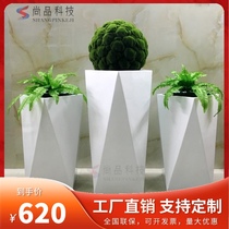 FRP diamond-shaped flower pot beautiful Chen landing large vase outdoor shopping mall hotel decorative flower decoration decoration decoration