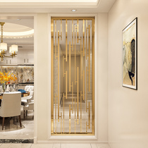 Stainless steel decorative wall screen Titanium household living room blocking entrance Metal hollow modern simple light luxury partition